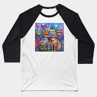 Psychedelic cats Baseball T-Shirt